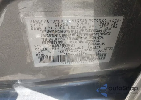 2015 Nissan Sentra S from USA, damaged, VIN 3N1AB7AP6FY376352